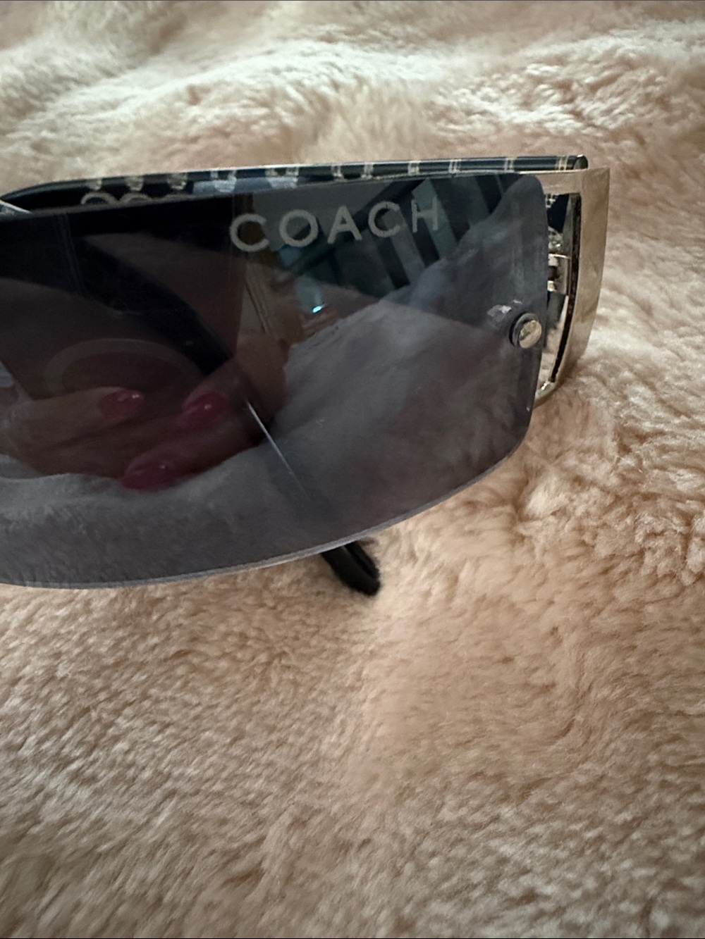 Coach Men’s Dark Black Rimless Sunglasses with Silver Accents - Picture 2 of 3